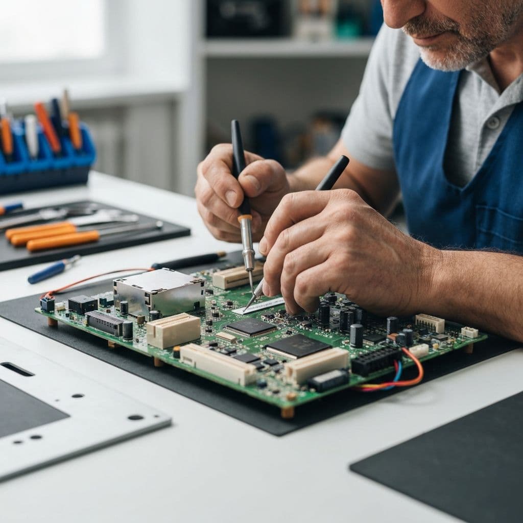 Expert TV Repair Technician at Work